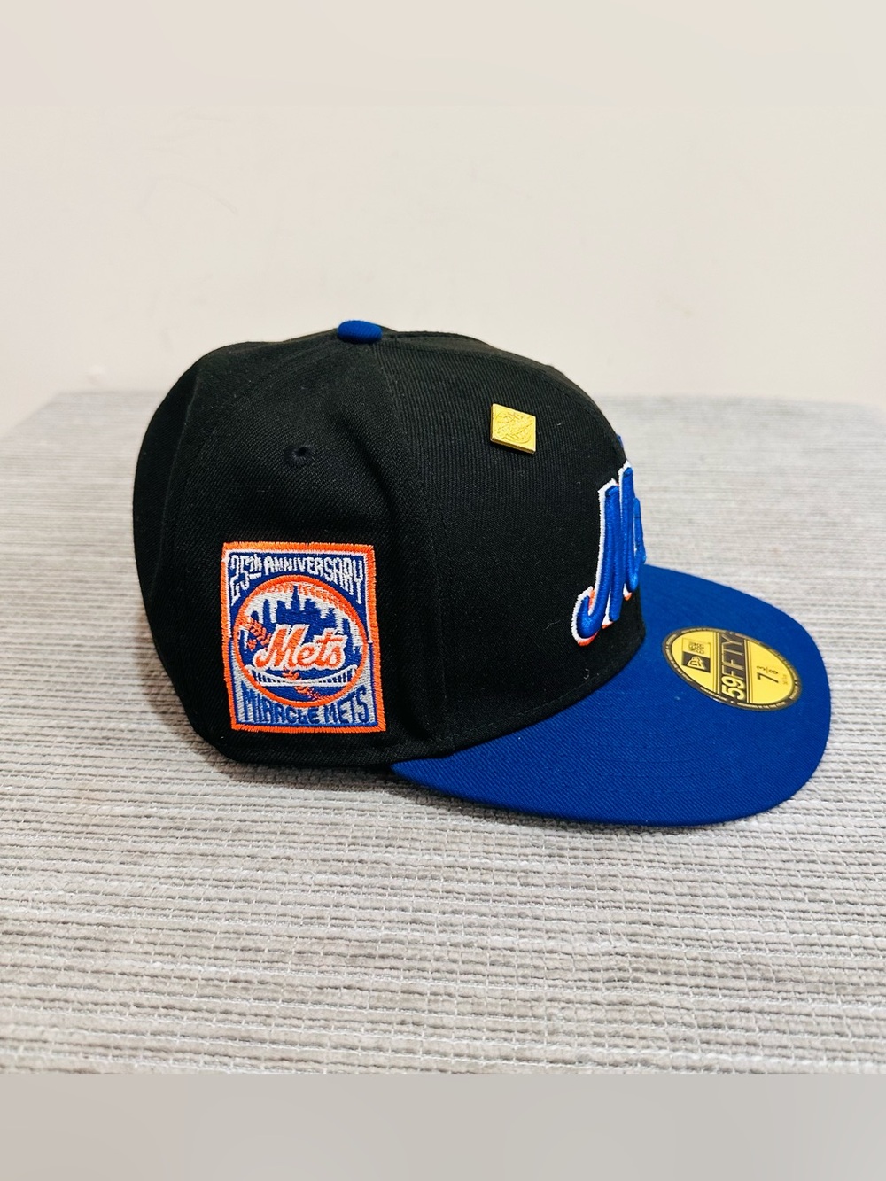 New Era 59FIFTY New York Mets Miracle Mets 25th Anniversary Patch Hat 7 3/8 Pin